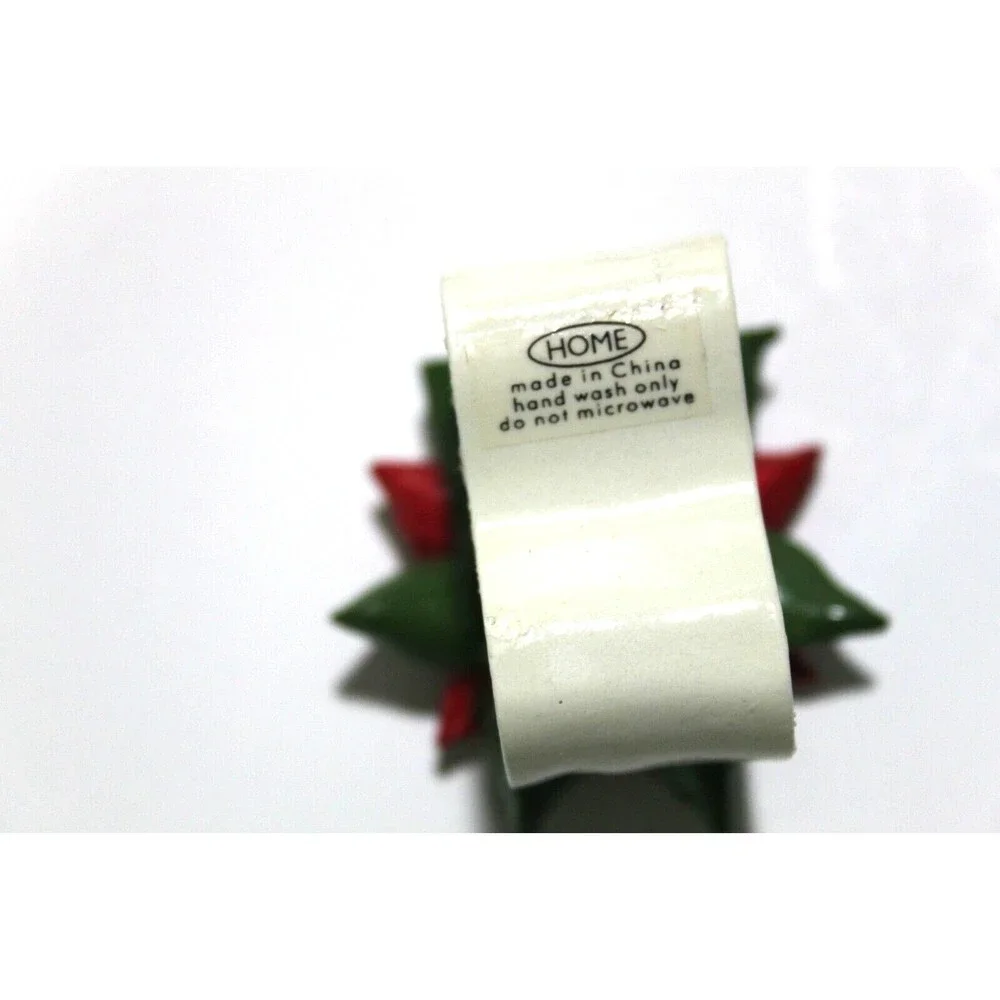 Target Home Poinsettia Napkin Rings Boxed 2002 Ceramic Christmas Set of …